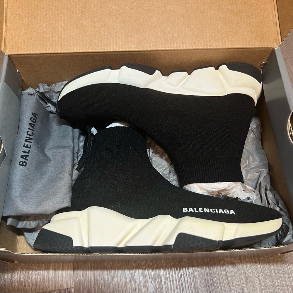 Authentic Balenciaga Speed Stretch-Knit High-Top Sneaker - Size US 7 / EU 37